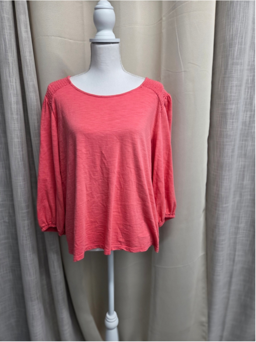 Crown & Ivy Coral Scoop Neck Balloon Sleeve Top Size 1X